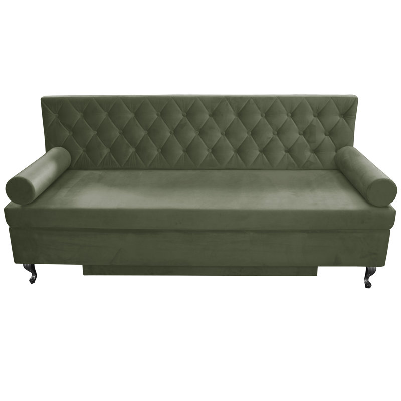 Glamour 3 Seater Sofa Bed, Old Green