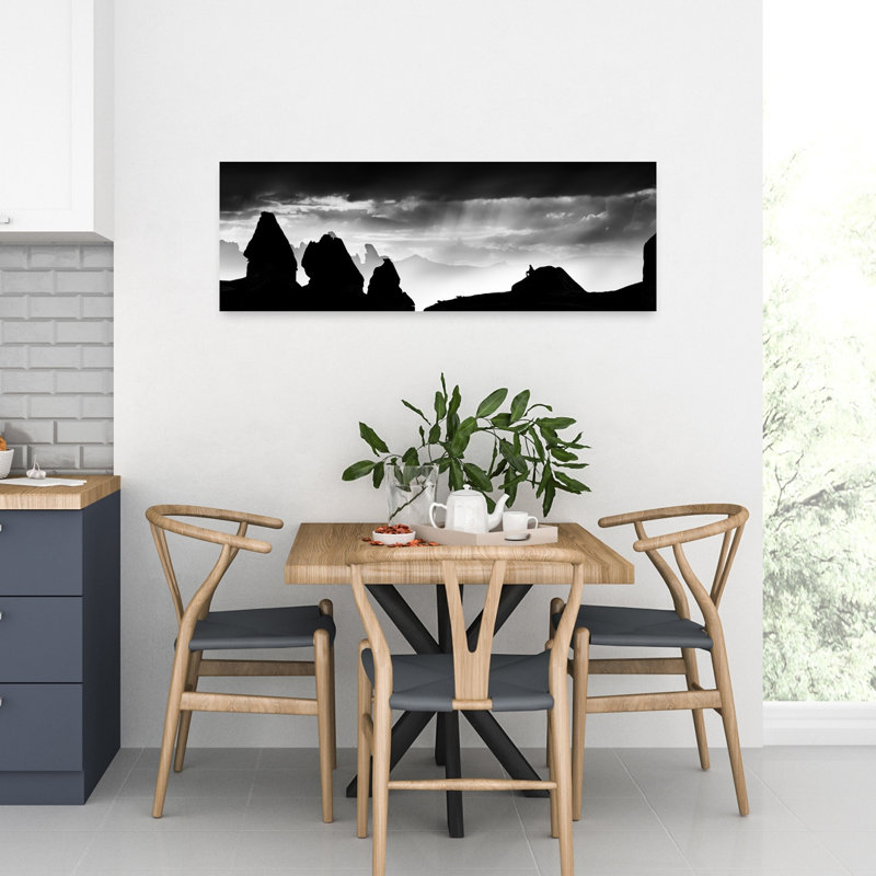«Dramatic Desert Silhouette Dramatic Abstract Contemporary Mountain Mountain», art mural, H 36 po x l 12 po