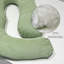 Oreiller de grossesse en forme de J - Coussin de soutien de maternité pour le dos, les hanches et le ventre, vert clair
