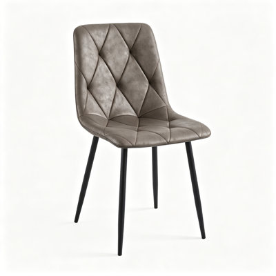 Chaises de salle à manger sans accoudoirs de 17,73 po de largeur, tissu leathaire. Pieds en métal