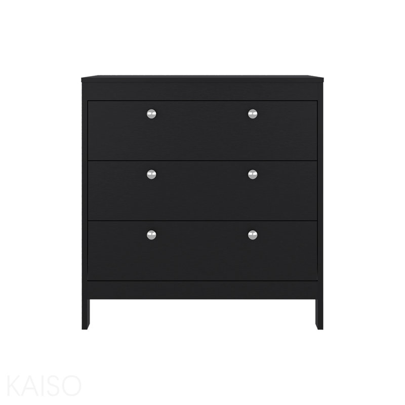 Commode 3 tiroirs avec rangement fonctionnel, Wengé