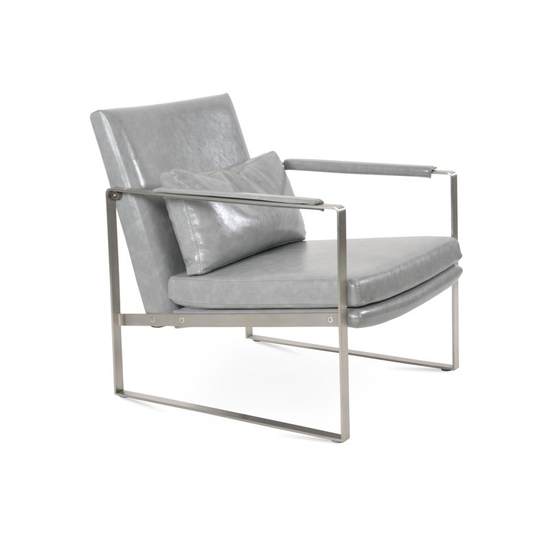 Zara Small Lounge Chair, Light Gray Faux Leather