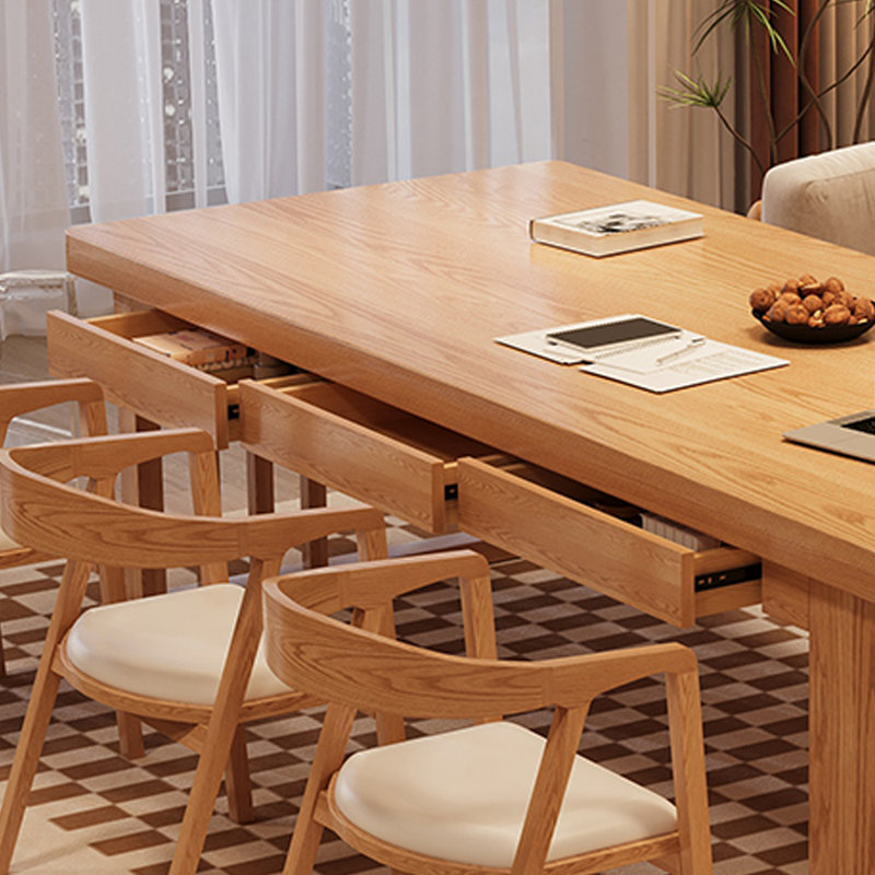 Table de rangement à tiroirs en bois de frêne durable, H 29,52 po x L 86,61 po x l 35,43 po