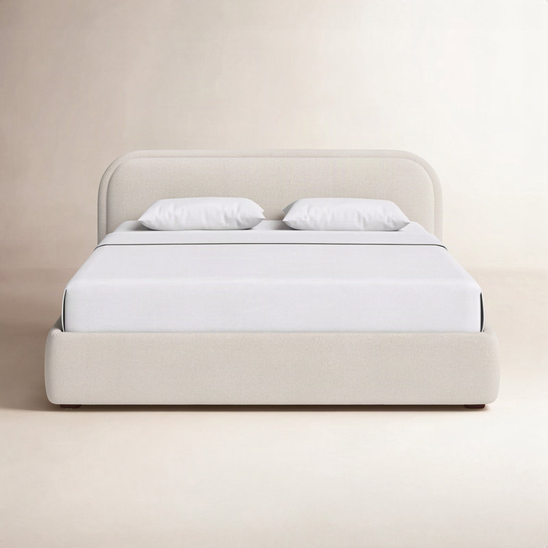 Shonda Upholstered Low Profile Platform Bed, Queen, Oatmeal