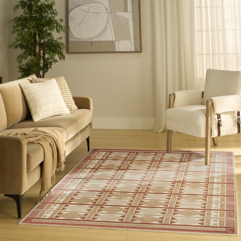Maridee Rust Modern Indoor Rug, Rectangle 5' x 7'