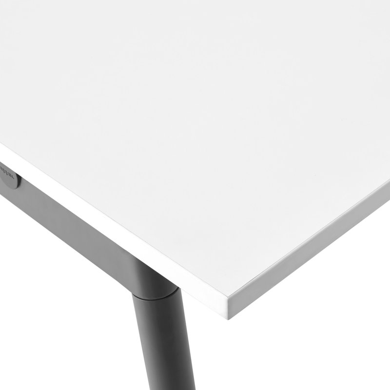 Series A Metal Base Writing Desk, White/Charcoal, 57"L x 27"D x 29"H
