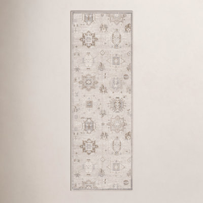 Beige Ivory Machine Washable Oriental Rug