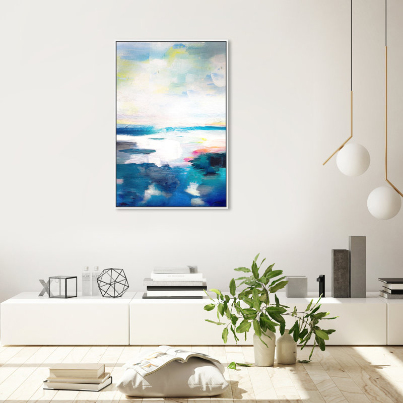 «Abstract Flow due» - Peinture, Toile blanche encadrée, H 36 po x l 24 po