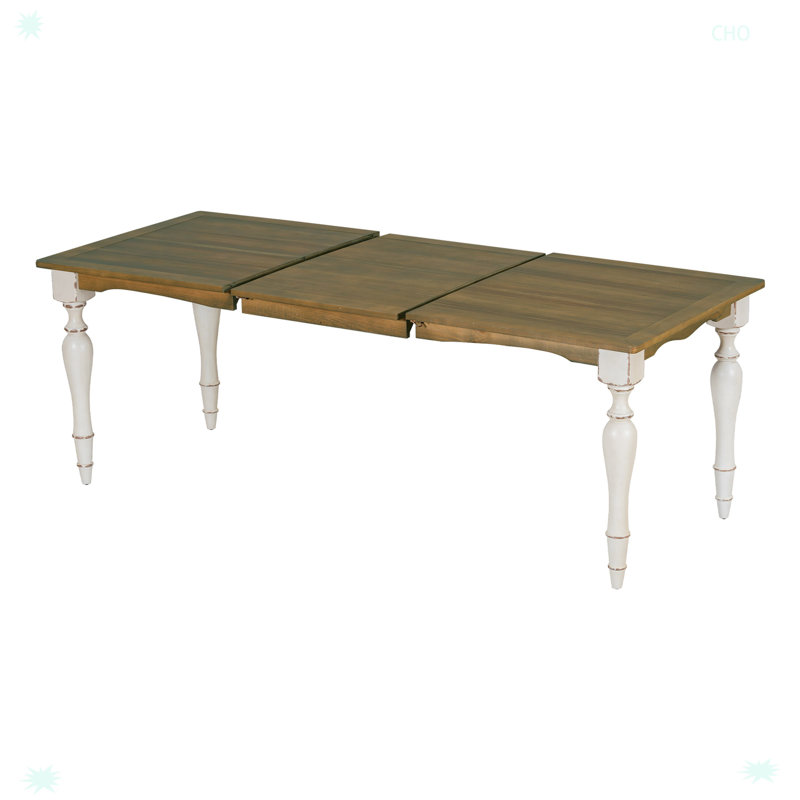 Ensemble de table de salle à manger extensible 7 pièces Vintage, Brun, Cream, Cream
