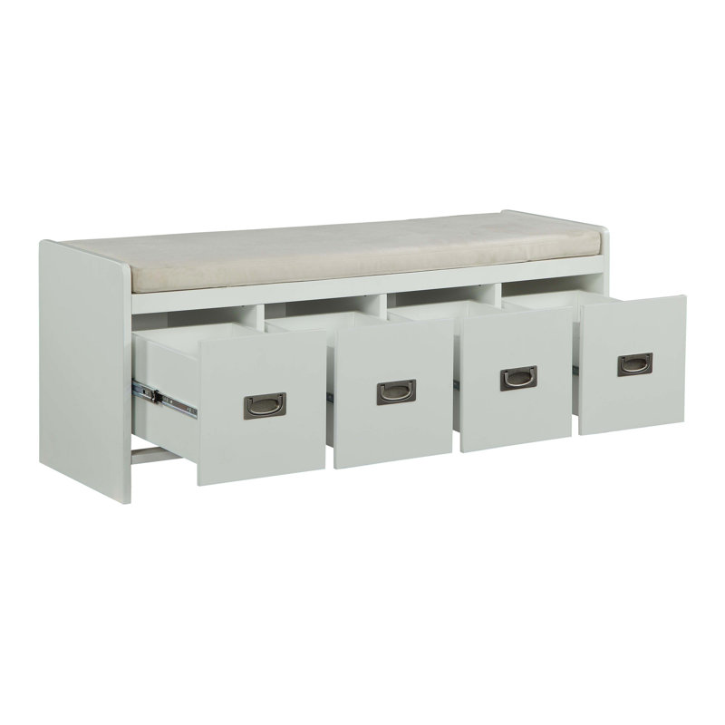 Beige and White Bench with Storage