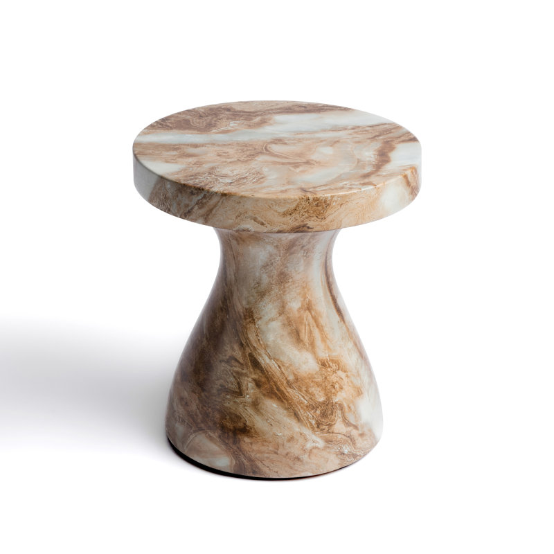 Monia Side Table, Faux Onyx Brown Marble