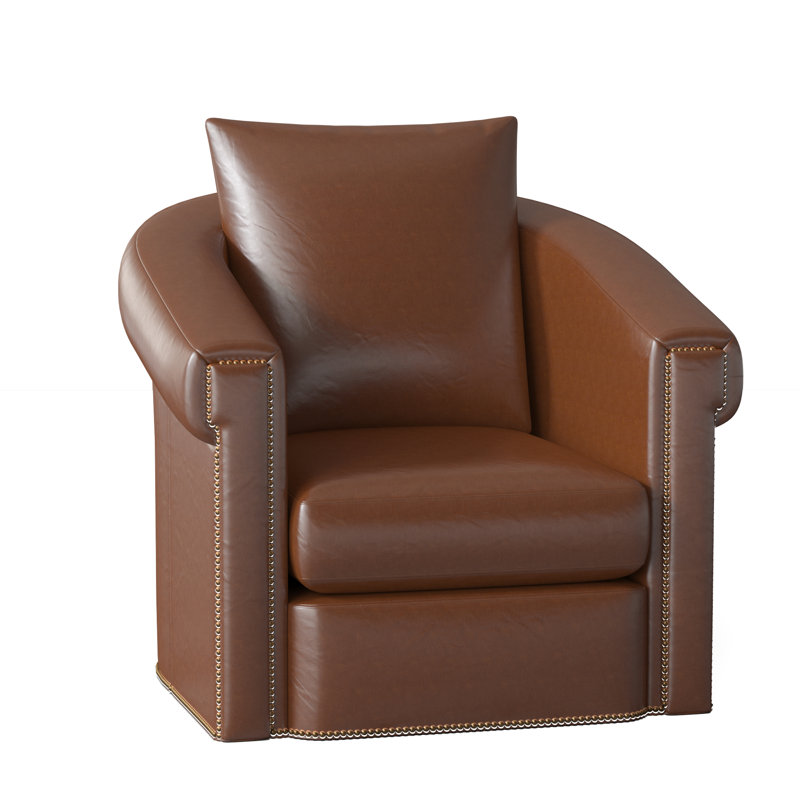 Andre Swivel Armchair, French Natural, Aline Fumo Genuine Leather