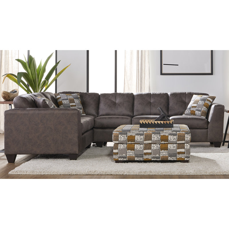 Canapé modulaire 22600, Mélange de polyester peau de daim Mylo, Toboggan ocre