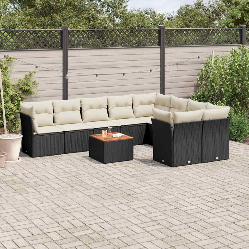Ensemble de canapé de jardin Vidaxl noir, blanc crème