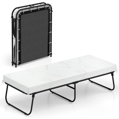 75'' x 31'' Folding Bed w/ Memory Foam Breathable Mesh & Heavy-Duty Metal Frame