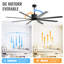 Ventilateur de plafond 76 pouces avec télécommande à intensité variable de 18 W à DEL 8 pales en bois massif noir pour le salon