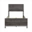 Cadre de lit simple classique en stratifié de bois mélaminé brun classique pour chambre à coucher résidentielle, design moderne à deux tons avec accent argent antique