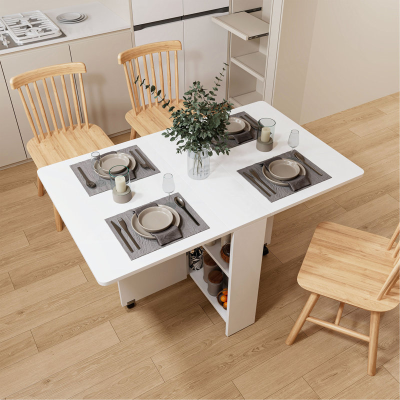 Entièrement déplié, table pliable blanche de 51,18 pouces, convenant à une petite table familiale ou à une table de présentation, pratique, simple et longue, simple et légère