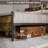 King Bed Frame with Storage Shelf Headboard & Charging Station, Industrial Metal and Wood Platform Bed with LED Lights, No Noise, No Box Spring Needed, Brown-1508989899-1508989897