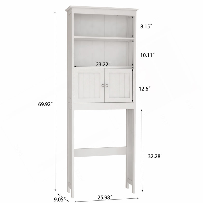 Étagère de rangement pour salle de bain à 2 niveaux avec 2 portes