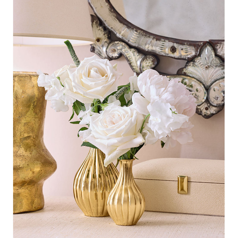 Reine Bud Vase, Brass, 4.8" H x 2.7" W x 2.7" D