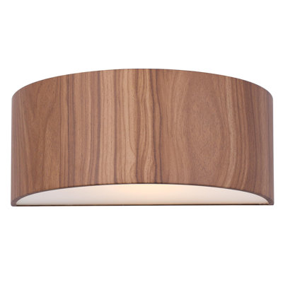Faris 13 In. 1 Light Matte Black Sconce With Faux Woodgrain Metal Shade