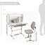 Ensemble table et chaise pour enfants : table d'étude ergonomique à hauteur réglable avec plateau inclinable à 50°, tiroir de rangement et étagère. Poste de travail pour enfants de 3 à 12 ans (gris).