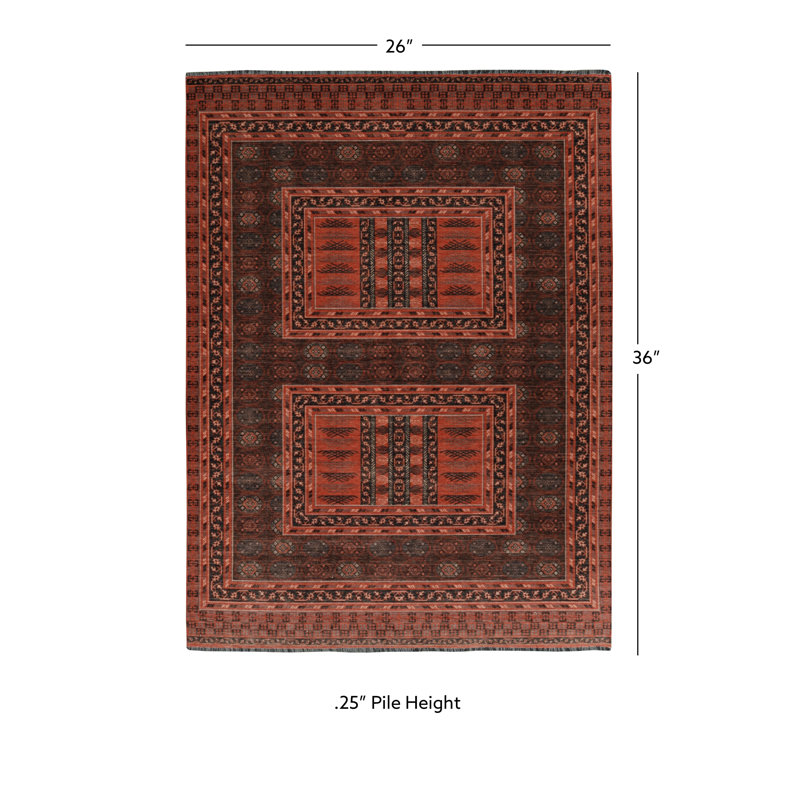 Tapis rouge et noir Conor-John, Rectangle 2 pi 2 po x 3 pi