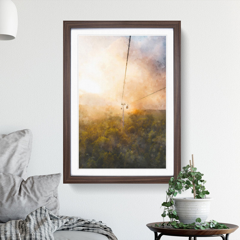 Cable Car in Turkey - Picture Frame Graphic Art Print, 33cm H x 24cm W x 2cm D, Walnut Framed