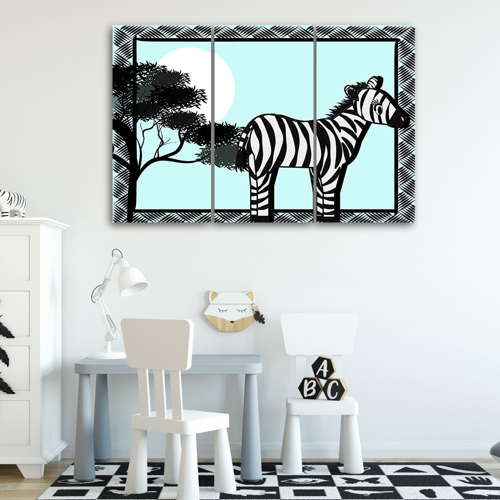 Leinwandbild Zebra Safari Blue