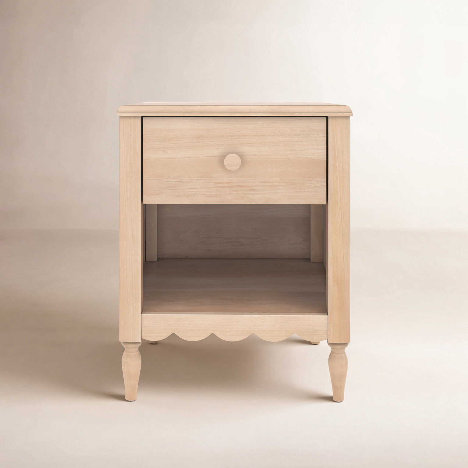 Charlotte 1 Drawer Nightstand With Shelf, Blonde