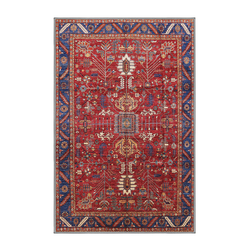 Tapis oriental rouge / bleu / crème Harmonsburg, Rectangle 8 pi x 10 pi