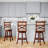 30" Bar Height X-Back Swivel Stool, Cherry Finish, Beige Fabric Seat-48587738-48587734