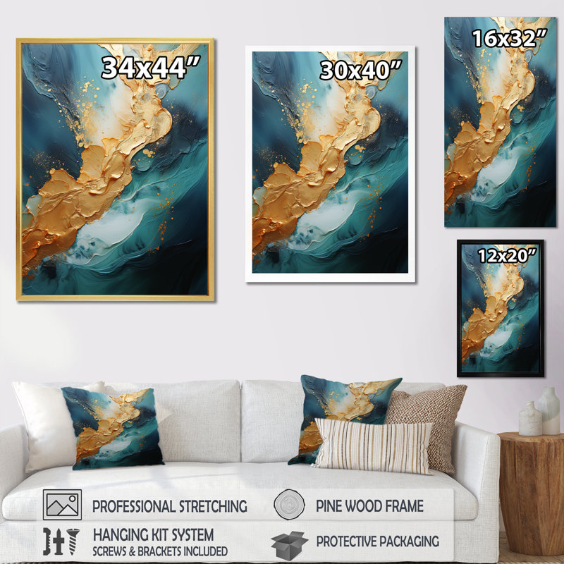Golden Emerald Surge III, reproduction d'art sur toile, Toile tendue, H 40 po x l 30 po x P 1,5 po