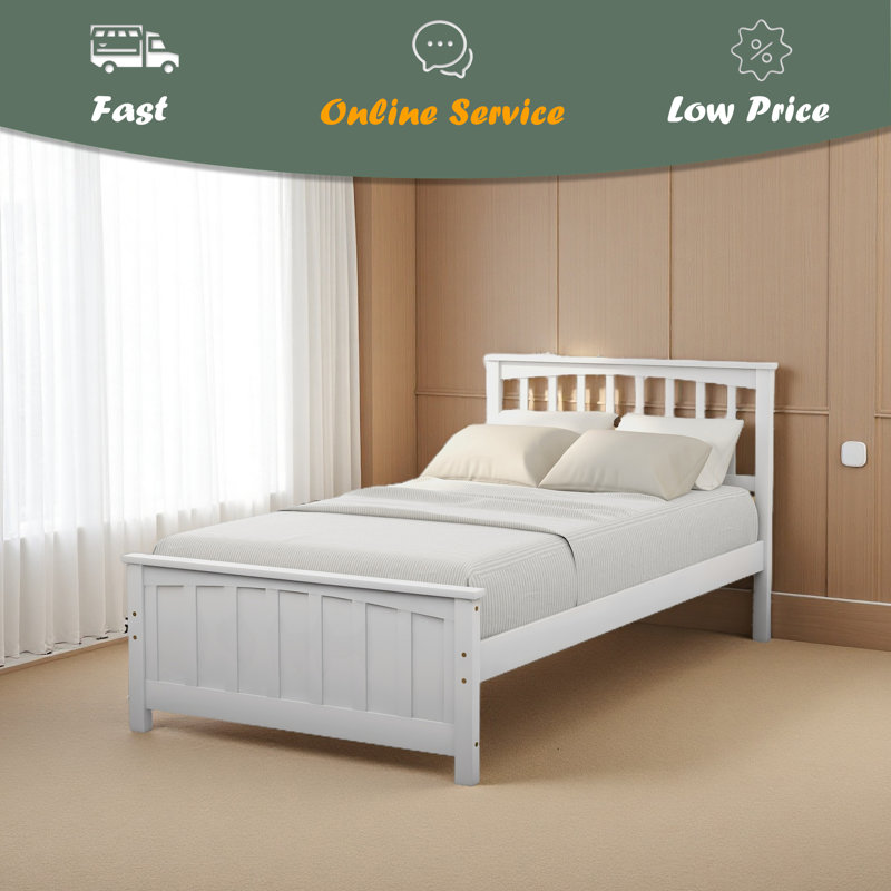 Lit plateforme en bois, Blanc