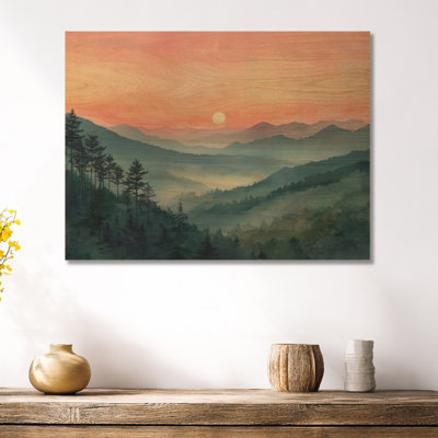 Great Great Smoky Sunset Layers II - décoration murale montagne en bois
