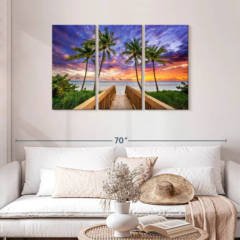 Lever de soleil tropical vif, H 28 po x l 45 po