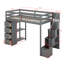 Lit mezzanine simple avec tiroirs de rangement et escaliers Hazeghi-135805418
