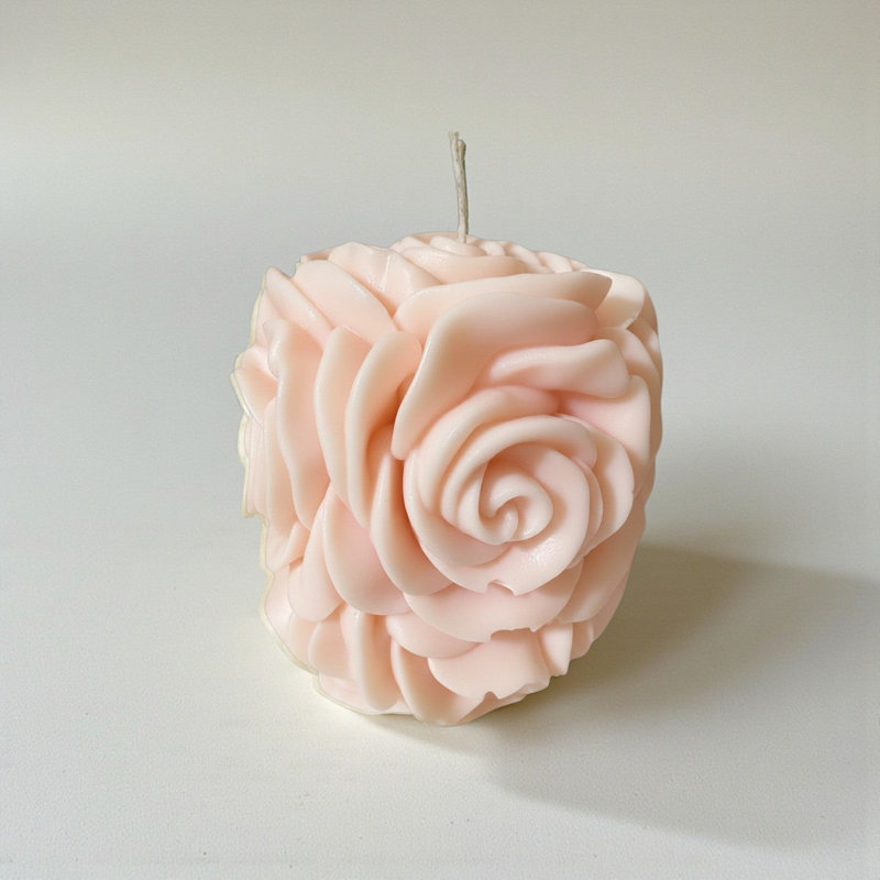  Bougie rose pilier - grande - crème, Crème