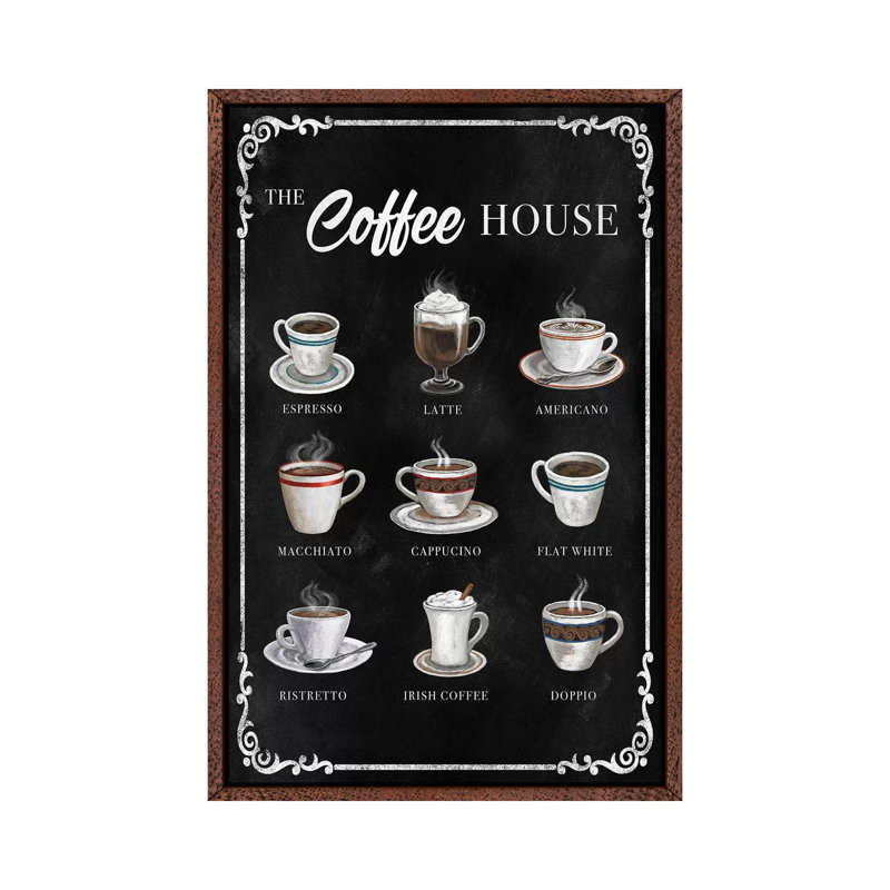 The Coffee House by Conrad Knutsen - Print on Canvas, 101.6cm H x 66.04cm W x 3.81cm D, Classic Brown Wood Framed