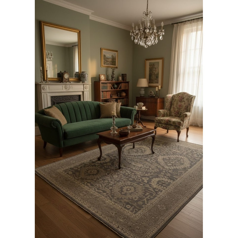 Tapis oriental en laine noué à la main brun / gris