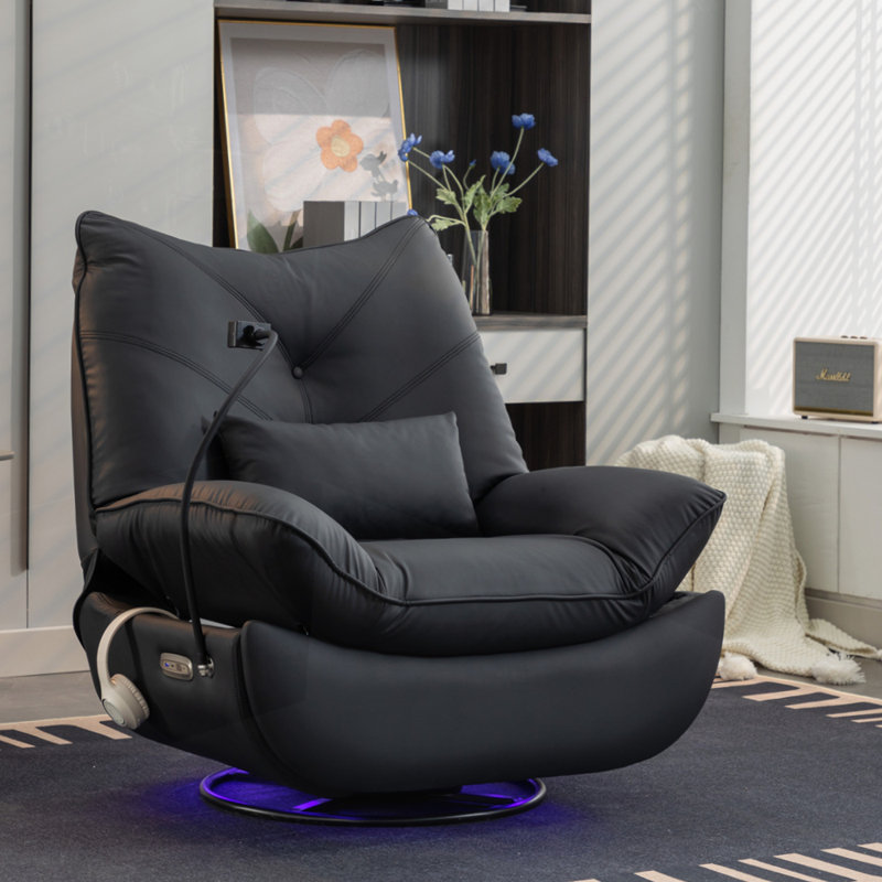 Chaise berçante inclinable électrique 270 pour le salon, Similicuir noir
