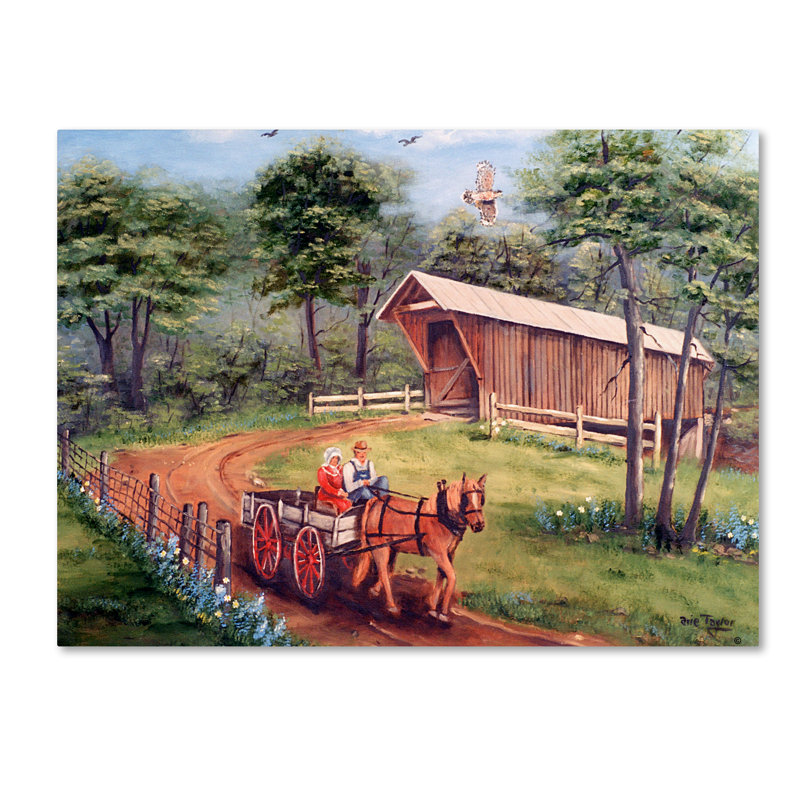 «Bunker Hill Covered Bridge» par Dugazon, reproduction sur toile tendue, H 18 po x l 24 po
