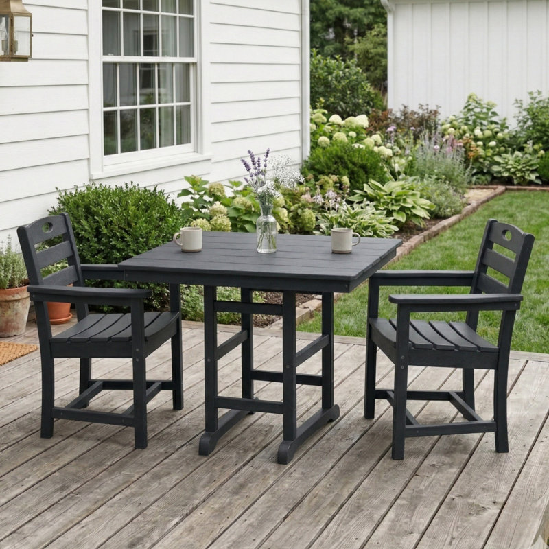 Space Saving Patio Dining Sets, Hdpe Modern 3 Piece Set For Patio