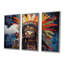 Tribal, beauté, plume, coiffe, rétro, I, amérindienne, ensemble d'art mural-130503055-130503053