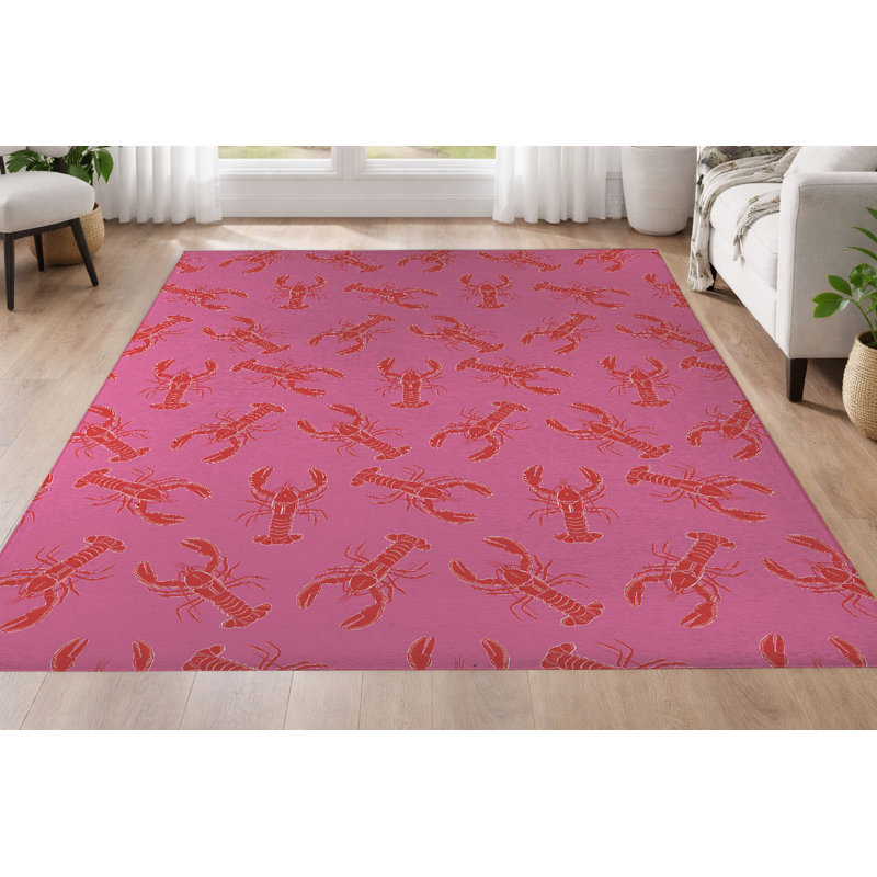 Tapis ultra-mince à profil bas Lobster, Rose, Rectangulaire 8 pi x 10 pi