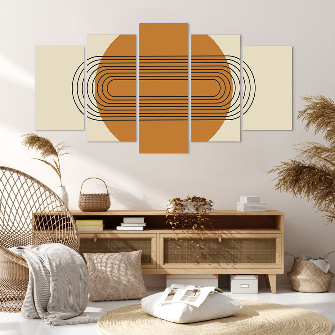 5-tlg. Leinwandbilder-Set Piece Geometric Orange