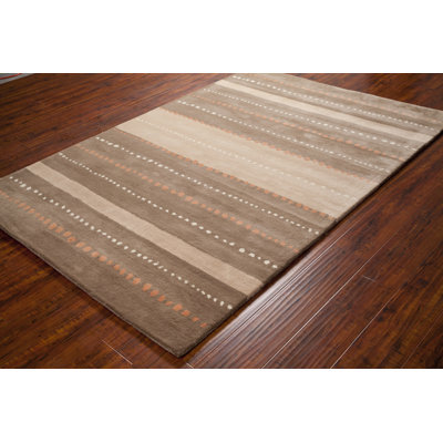 Ailey Authentic Hand-Tufted Handmade Taupe, Brown & Rust Modern Southwestern Banded Design Wool Area Rug