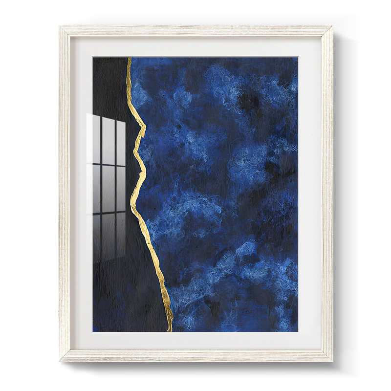 Indigo doré II - impression encadrée, White, 28.5" H x 20.5" W