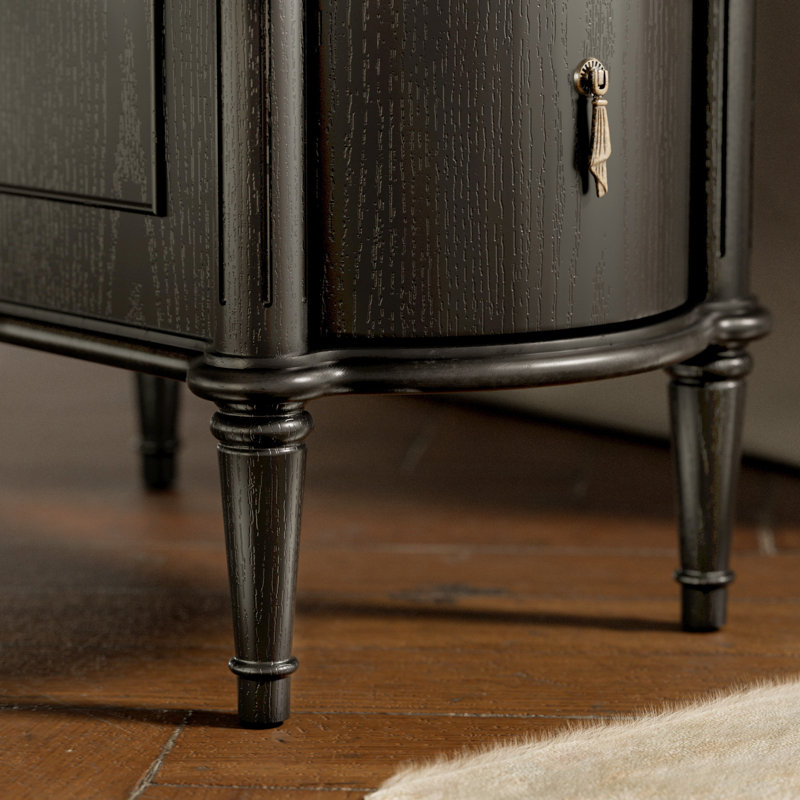 STO'sense Nightstand W/Charging Station & 3 Drawers, Pre-Assembled, Vintage Side Table W/Antique-Finished Pulls, Rustic Wood Finish, Narrow End Table W/Turned Legs For Bedroom (1, Black)